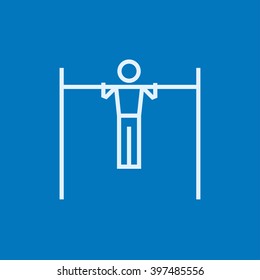 Gymnast exercising on bar line icon.