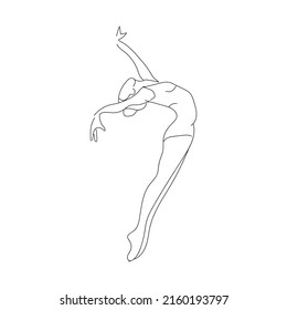 Gymnast. Fashion illustration. Continuous Line Art. Trendy minimal print. Beauty logo. Vector.