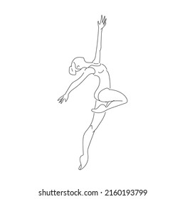 Gymnast. Fashion illustration. Continuous Line Art. Trendy minimal print. Beauty logo. Vector.