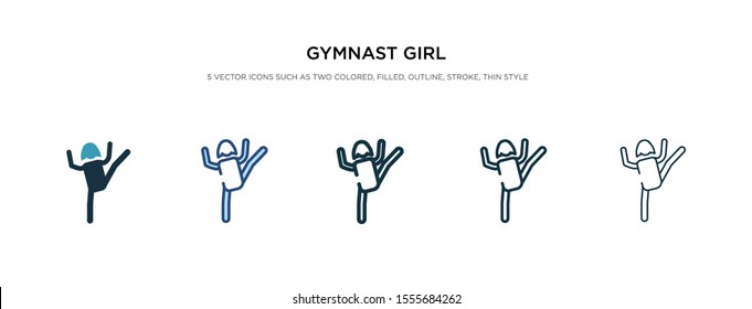 gymnast girl icon in different style vector illustration. two colored and black gymnast girl vector icons designed in filled, outline, line and stroke style can be used for web, mobile, ui