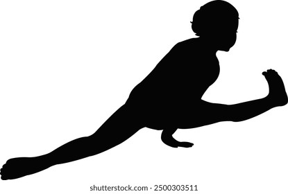 gymnast girl performing, opem her legs, silhouette vector