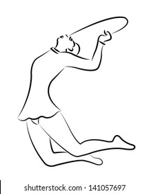 gymnast girl performing, vector