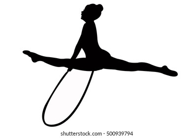 gymnast girl performing, vector
