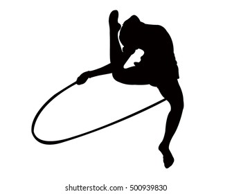 gymnast girl performing, vector
