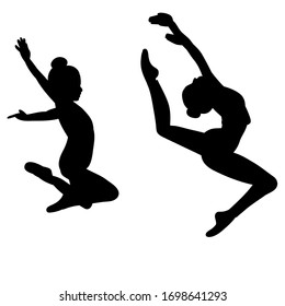 gymnast girls black silhouette jump