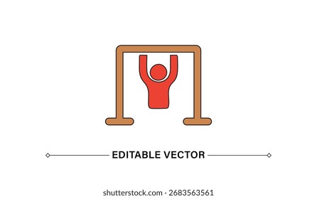 Gimnasta colgando de la barra - Ilustración vectorial editable