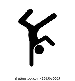 gymnast icon, stick figure man, stickman acrobat, human silhouette icon on transparent background