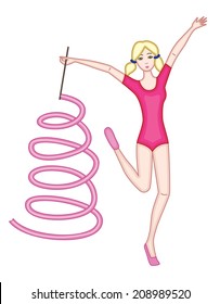ginasta isolada sobre fundo branco (ilustração vetorial)