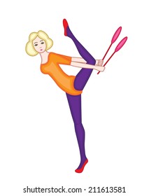 gymnast isolated on white background (vector illustration) 