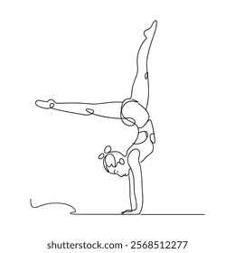 gymnast line art. continuous line acrobat