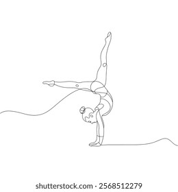 gymnast line art. continuous line acrobat