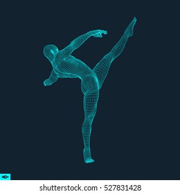 Gymnast. Man. 3D Model of Man. Human Body Model. Gymnastics Activities for Icon Health and Fitness Community. Vector Illustration. 