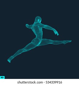 Gymnast. Man. 3D Model of Man. Human Body Model. Gymnastics Activities for Icon Health and Fitness Community. Vector Illustration.