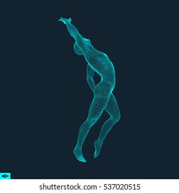 Gymnast. Man. 3D Model of Man. Human Body Model. Gymnastics Activities for Icon Health and Fitness Community. Vector Illustration.