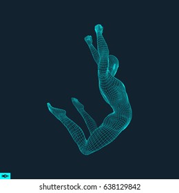 Gymnast. Man. 3D Model of Man. Human Body Model. Gymnastics Activities for Icon Health and Fitness Community. Vector Illustration.