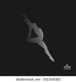 Gymnast. Man is posing and dancing. Dotted silhouette of person. Vector illustration. 