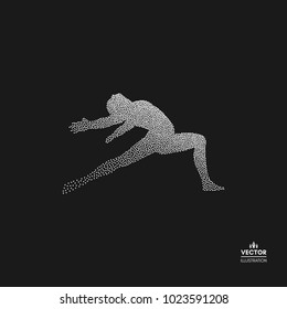 Gymnast. Man is posing and dancing. Dotted silhouette of person. Vector illustration. 