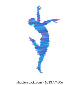 Gymnast. Der Mensch posiert und tanzt. Sportsymbol. Design-Element. Vektorgrafik.