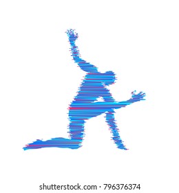 Gimnasta. El hombre está posando y bailando. Símbolo deportivo. Elemento de diseño. Ilustración vectorial.