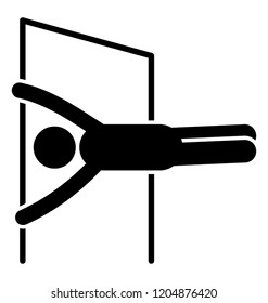 Gymnast on a iron pipe proposing flexible poses offering artistic gymnastic icon 