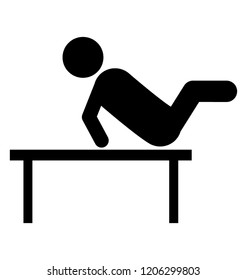 Gymnast on a table proposing flexible poses offering artistic gymnastic icon