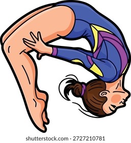 Gymnast performing a backflip isolated on transparent background, Vector