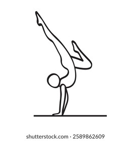 Gymnast Performing gymnast holding a balanced and elegant handstand pose expressing fitness and determination.