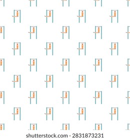 Gymnast performing a leg raise exercise on a horizontal bar, creating a seamless pattern