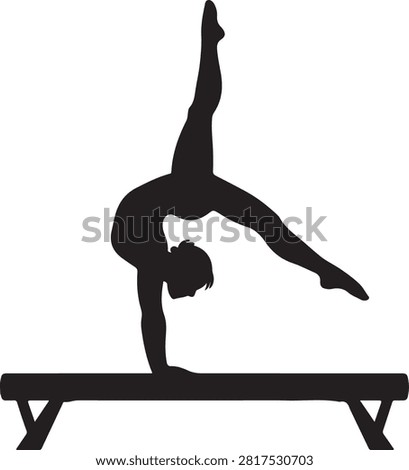a gymnast performing on a balance beam, minimalist artistic gymnastics sport and flexibility