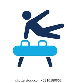 Gymnast performing a routine on the pommel horse sports equipment icon