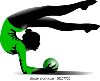 gymnast performs a complicated jump on the background (vector);