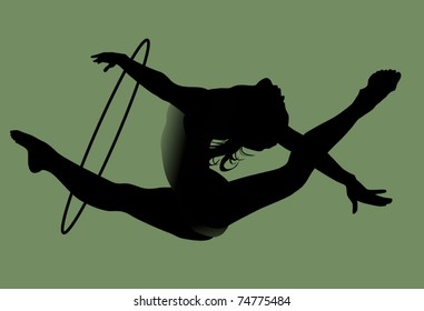 The gymnast performs a difficult exercise (vector illustration);
