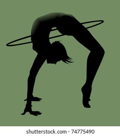 The gymnast performs a difficult exercise (vector illustration);