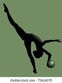 The gymnast performs a difficult exercise (vector illustration);