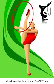 The gymnast performs a difficult exercise (vector illustration);