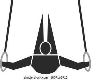 The gymnast performs exercises on the rings. Sportsman isolated on white background. Vector illustration.