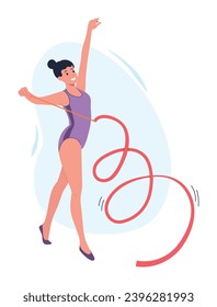 gymnast with a red ribbon