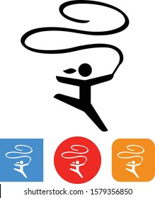 Gymnast With Ribbon Vector Icon