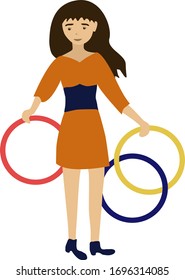 Gymnast with rings in the circus arena