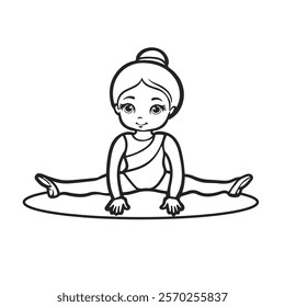 Gymnast showing her flexibility. woman. gym. drawing with line art. simple design. vector illustrations