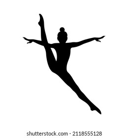 Gymnast Silhouette Artistic Gymnast Perfoming Split Stock Vector ...