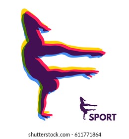 Gymnast. Silhouette of a Dancer. Gymnastics Activities for Icon Health and Fitness Community. Sport Symbol. Vector Illustration.