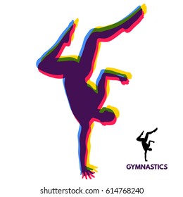 Gymnast. Silhouette of a Dancer. Gymnastics Activities for Icon Health and Fitness Community. Sport Symbol. Vector Illustration.