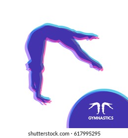 Gymnast. Silhouette of a Dancer. Gymnastics Activities for Icon Health and Fitness Community. Sport Symbol. Vector Illustration.