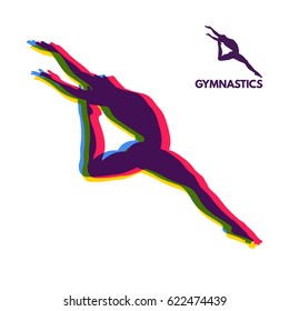 Gymnast. Silhouette of a Dancer. Gymnastics Activities for Icon Health and Fitness Community. Sport Symbol. Vector Illustration. 