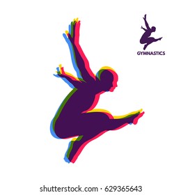 Gymnast. Silhouette of a Dancer. Gymnastics Activities for Icon Health and Fitness Community. Sport Symbol. Vector Illustration.