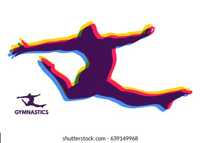 Gymnast. Silhouette of a Dancer. Gymnastics Activities for Icon Health and Fitness Community. Sport Symbol. Vector Illustration.