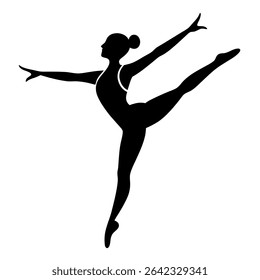 Gymnast Silhouette Icon on White Background – Vector Illustration of Athletic Gymnastics Pose