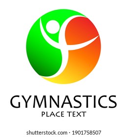 Gymnast silhouette illustration, sportsman acrobat, dancer. Sport logo, business card design, poster, advertising.