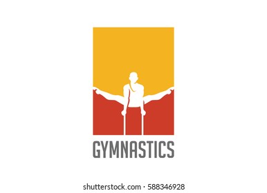 Gymnast silhouette Logo design vector template.
Sport Gymnastics Logotype icon Negative space style